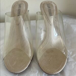 Cape Robbin Cream Mules with Transparent Heels